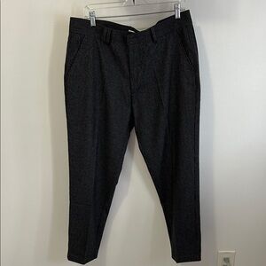 I Love Ugly Wool Blend Charcoal Herringbone Pants